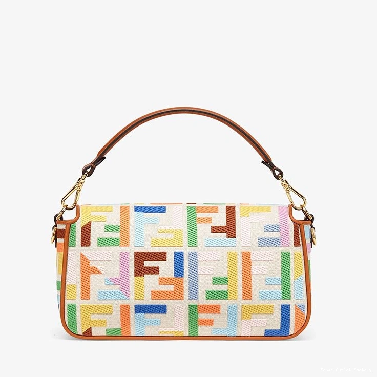 Affordable HOT Medium Fendi FF Motif In Bag Canvas Multicolor Baguette 0714